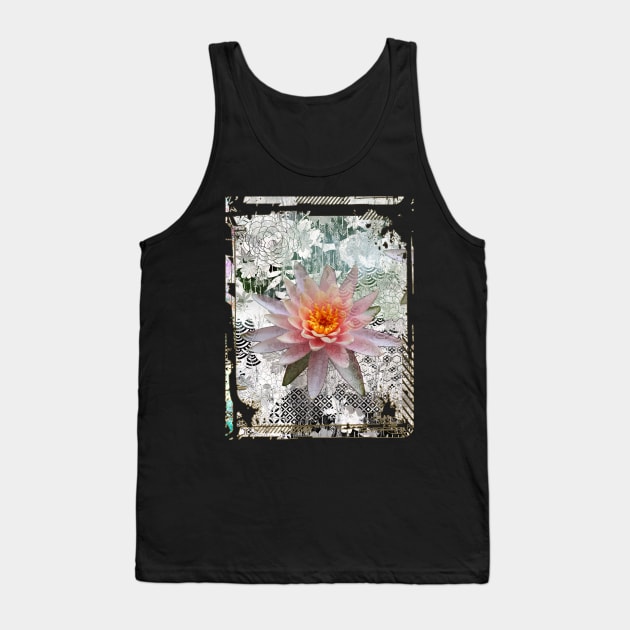 Japanese Collage Art Lotus Water Lily Collage Art 61 Tank Top by dvongart